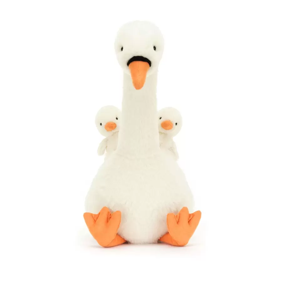 Jellycat - Svane med unger, Featherful Swan