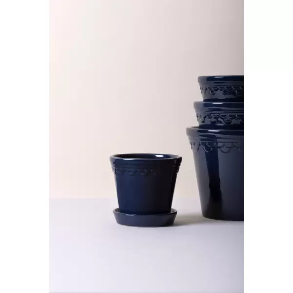 Bergs Potter - Sæt, Københavner GLASERET Sapphire Blue, Ø 14 cm.