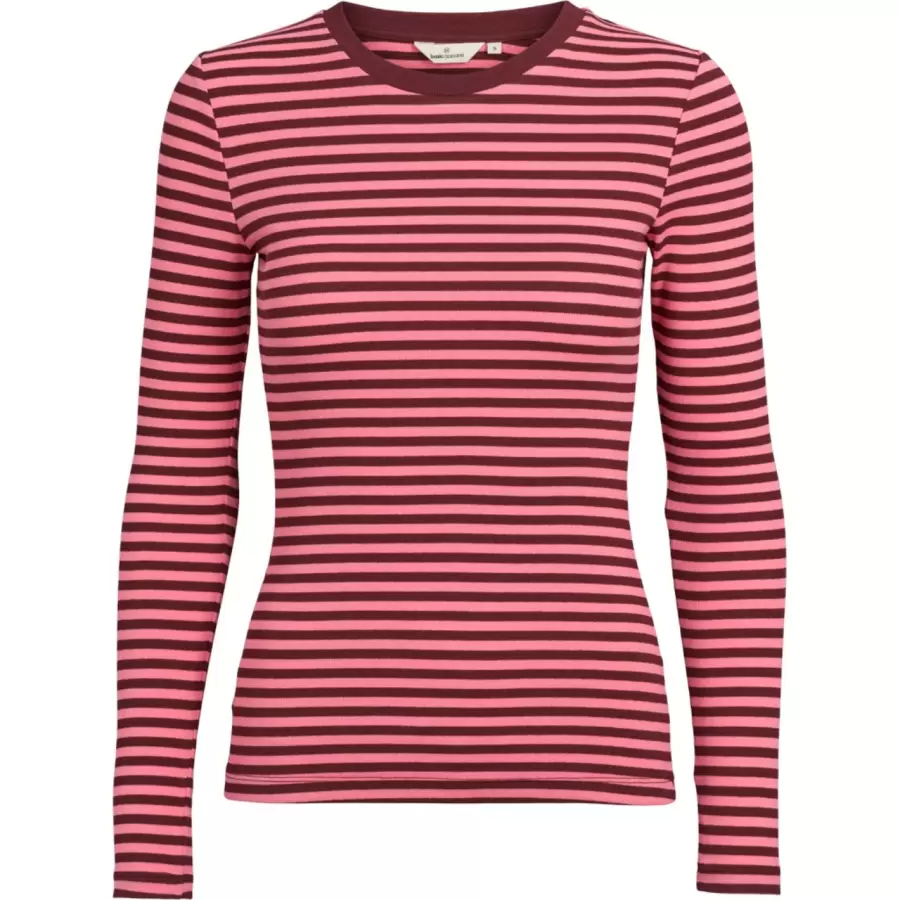 Basic Apparel - Ludmilla LS Tee, Bubble gum/Bordeaux truffle