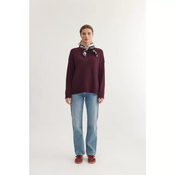 Basic Apparel - Lorri Tørklæde, Sky captain/Bordeaux truffle/Birch