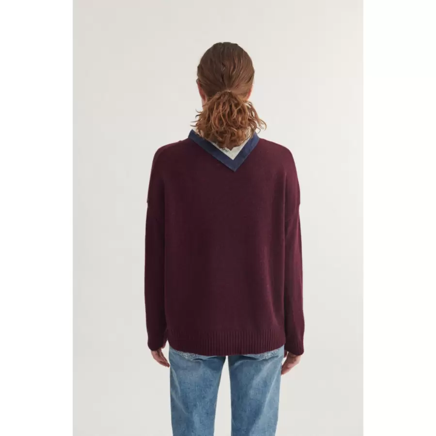 Basic Apparel - Lorri Tørklæde, Sky captain/Bordeaux truffle/Birch