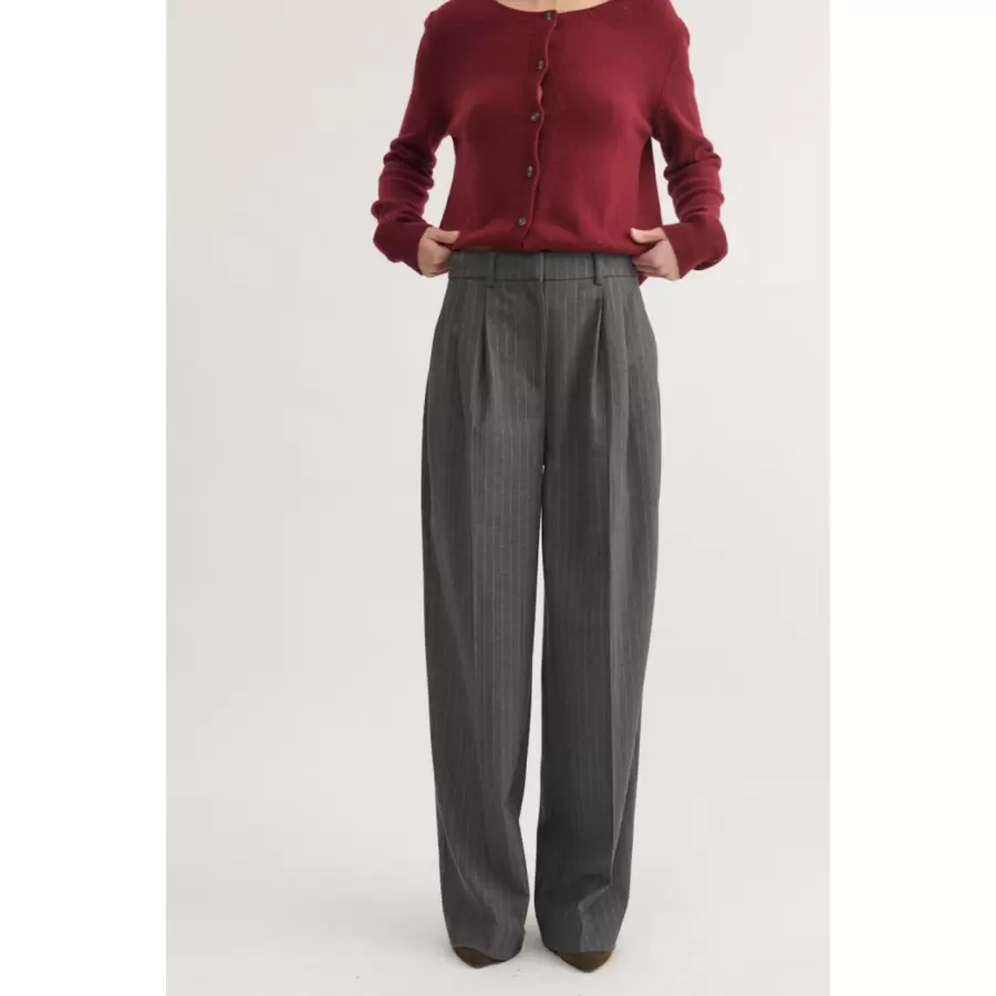 Basic Apparel - Marjorie Pants, Grey melange/birch