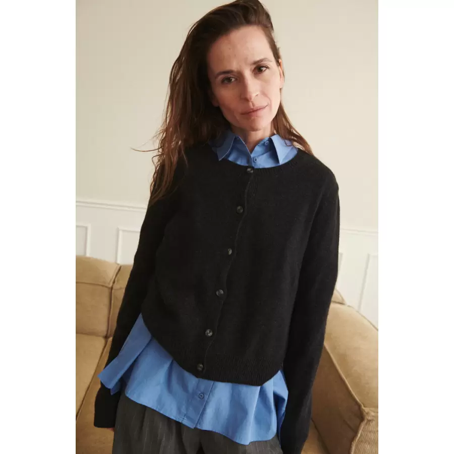 Basic Apparel - Cady Cardigan, Dark Grey Melange