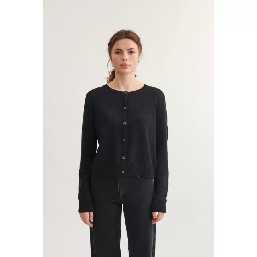 Basic Apparel - Cady Cardigan, Dark Grey Melange