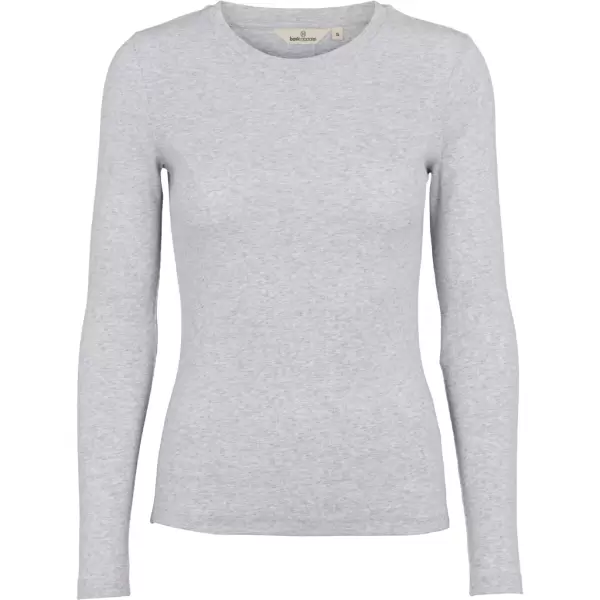 Basic Apparel - Ludmilla langærmet tee Light Grey Melange
