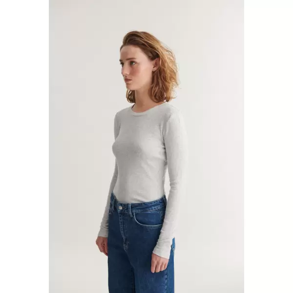Basic Apparel - Ludmilla langærmet tee Light Grey Melange