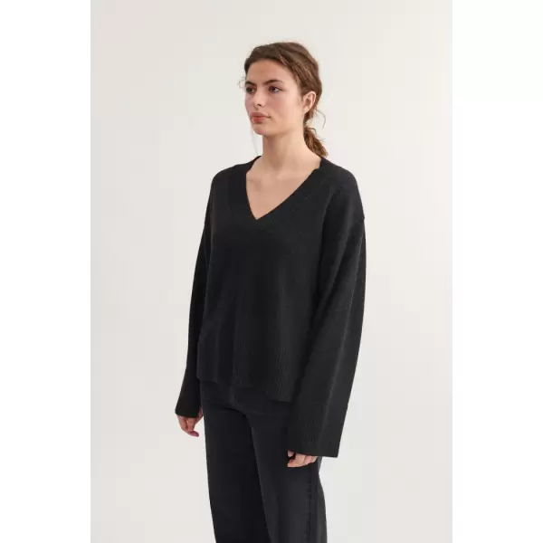 Basic Apparel - Cady V. Neck, Dark Grey Melange
