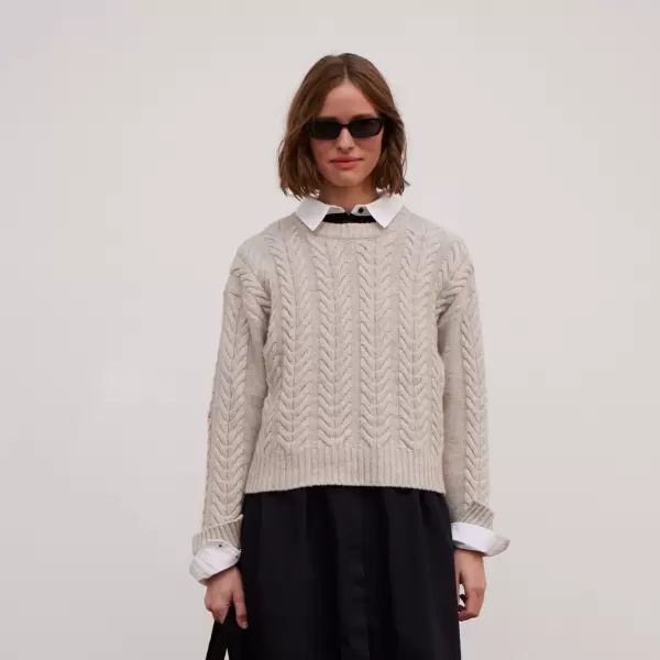 esmé studios - Elida O-neck Knit GOTS, Sand Melange esmé studios - Elida O-neck Knit GOTS, Sand Melange