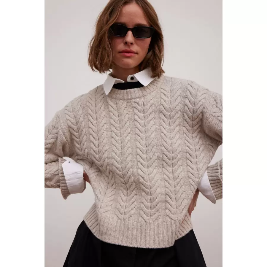 esmé studios - Elida O-neck Knit, Sand Melange