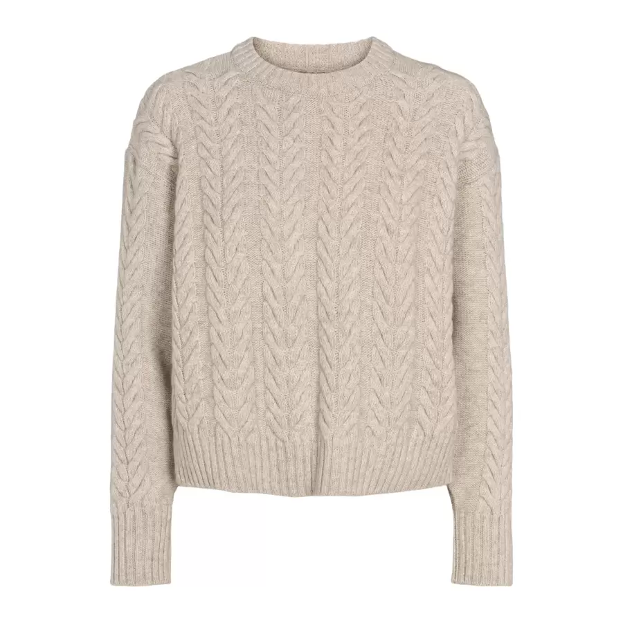 esmé studios - Elida O-neck Knit GOTS, Sand Melange