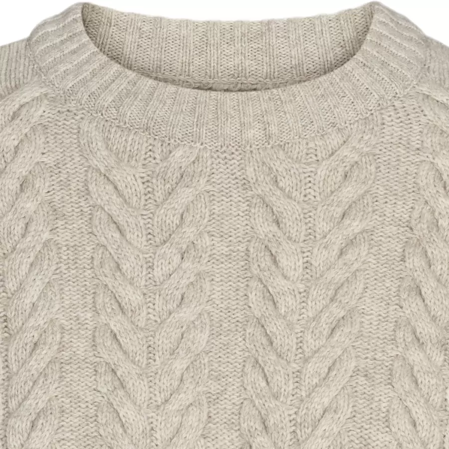esmé studios - Elida O-neck Knit GOTS, Sand Melange