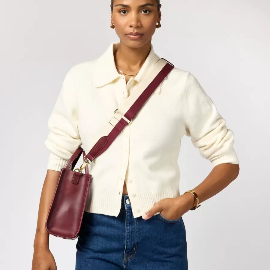 O My Bag - Shopper Jackie Midi Classic Leather, Dark Cherry
