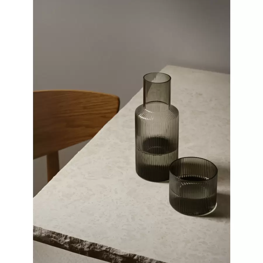 ferm LIVING - Ripple karaffelsæt Small, Smoked Grey