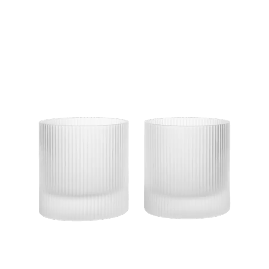 ferm LIVING - 2 stk. i sampak Ripple Tumbler Glas, Frosted m tyk bund