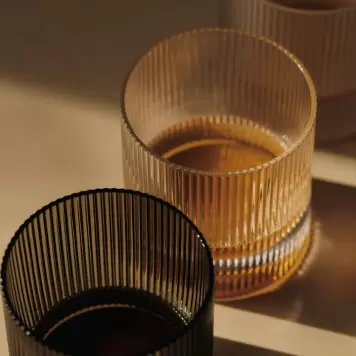 Ferm Living - 2 stk. i sampak Ripple Tumbler Glas, Frosted m tyk bund