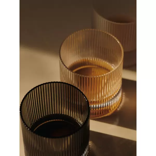 ferm LIVING - 2 stk. i sampak Ripple Tumbler Glas, Frosted m tyk bund