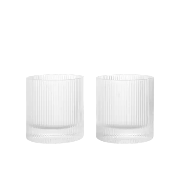 ferm LIVING - Sæt m 2 stk. - Ripple  mundblæsteTumbler Glas -  klar