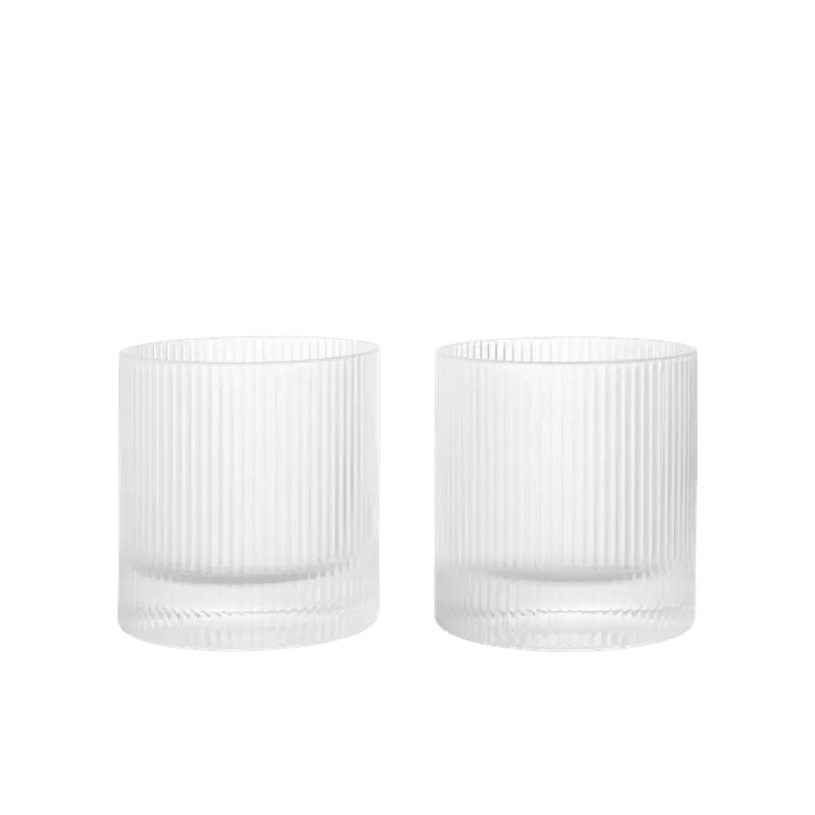 ferm LIVING - Sæt m 2 stk. - Ripple  mundblæsteTumbler Glas -  klar