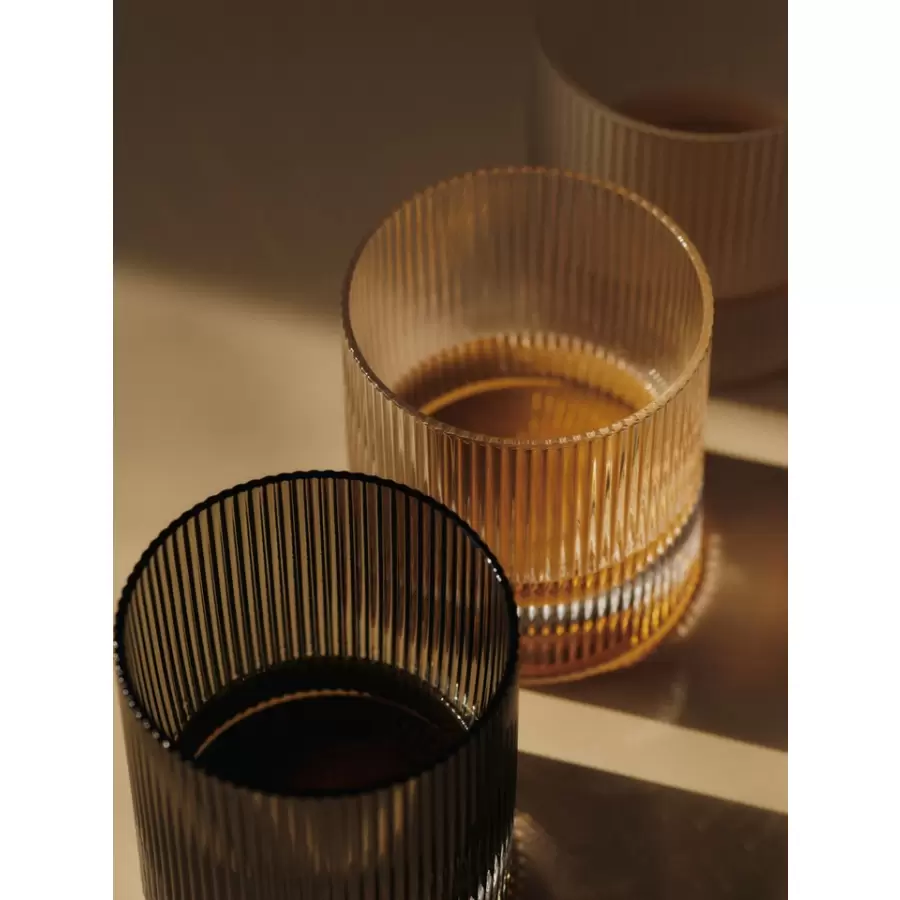ferm LIVING - Sæt m 2 stk. - Ripple  mundblæsteTumbler Glas -  klar