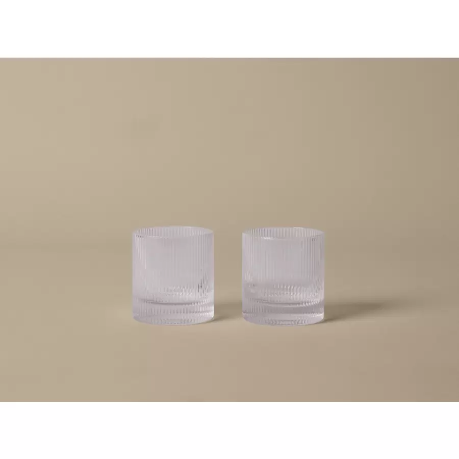 ferm LIVING - Sæt m 2 stk. - Ripple  mundblæsteTumbler Glas -  klar