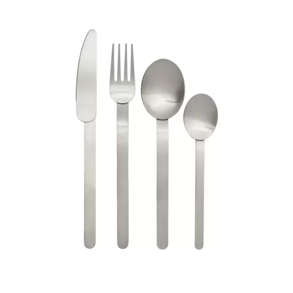 ferm LIVING - Stelo Bestik- Sæt med 4 dele - Brushed Stainless Steel