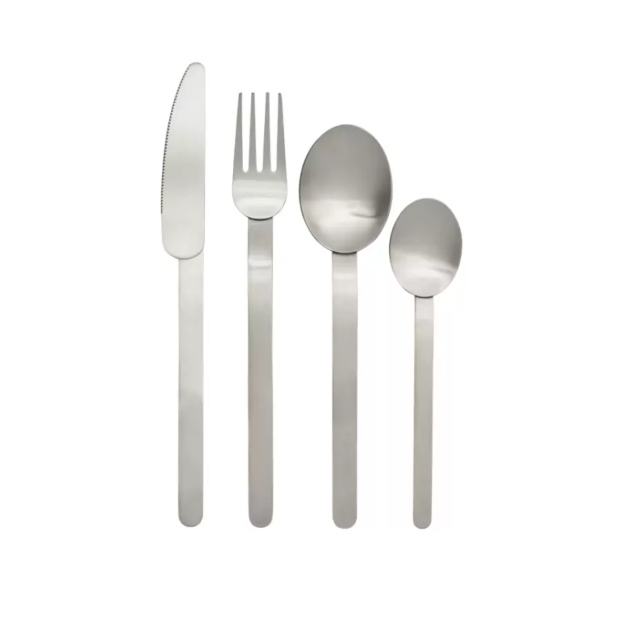 ferm LIVING - Stelo Bestik- Sæt med 4 dele - Brushed Stainless Steel