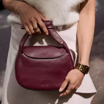 O My Bag - Crossbody Coco Croissant Soft Grain Leather, Dark Cherry O My Bag - Crossbody Coco Croissant Soft Grain Leather, Dark Cherry