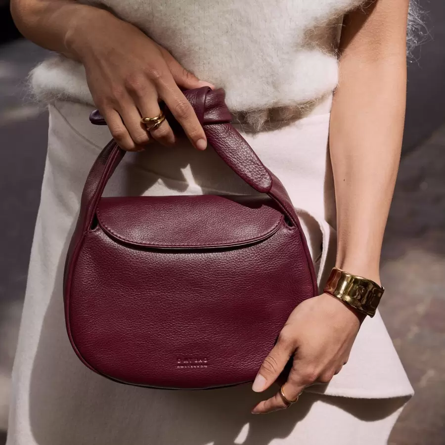 O My Bag - Crossbody Coco Croissant Soft Grain Leather, Dark Cherry