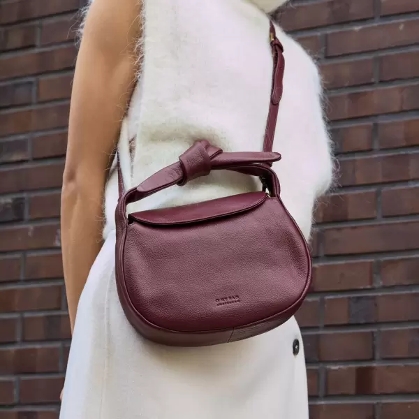 O My Bag - Crossbody Coco Croissant Soft Grain Leather, Dark Cherry
