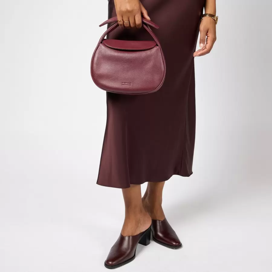O My Bag - Crossbody Coco Croissant Soft Grain Leather, Dark Cherry