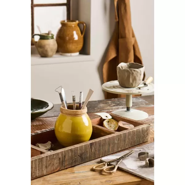 Ib Laursen - Vase mustard m/naturfarvet kant Avignon