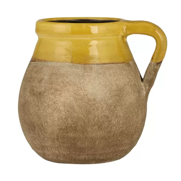 Ib Laursen - Vase m/hank naturfarvet m/mustard kant Avignon