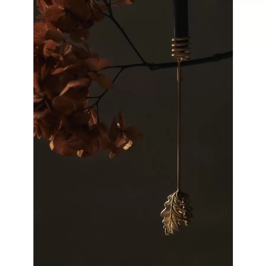 ferm LIVING - 4 Lysholdere til juletræet Oak Leaf, Messing