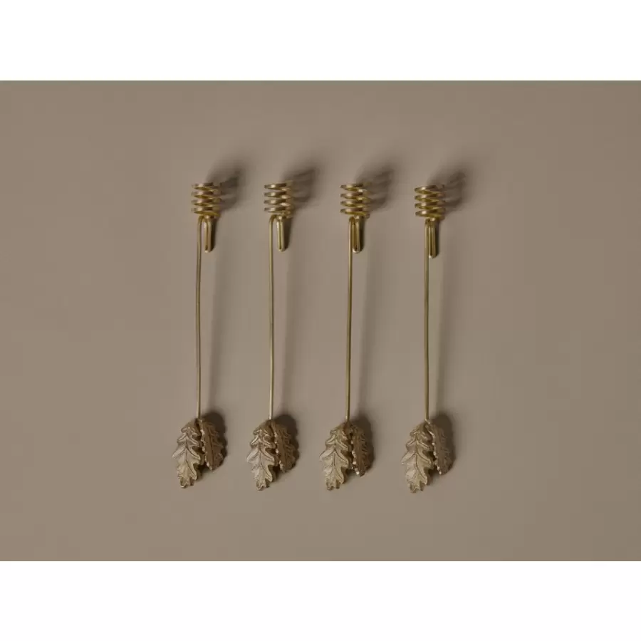 ferm LIVING - 4 stk i sæt -Oak Leaf Christmas Tree Holders, messing