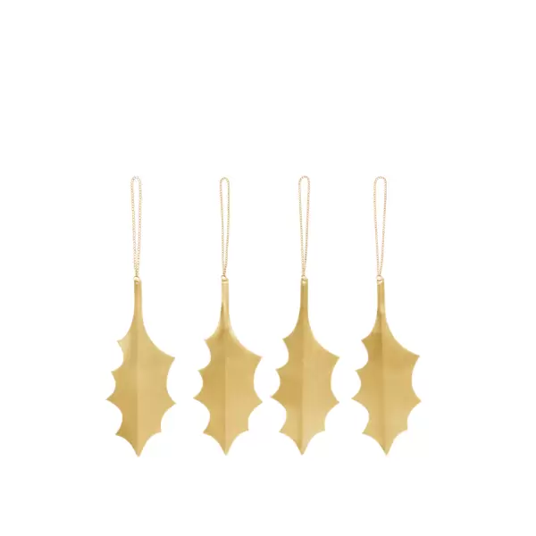 ferm LIVING - Holly Leaf Brass Ornaments - Set of 4 - Brass