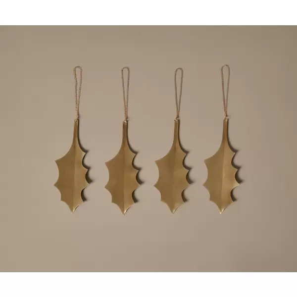 ferm LIVING - 4 Messingornamenter, Holly Leaf