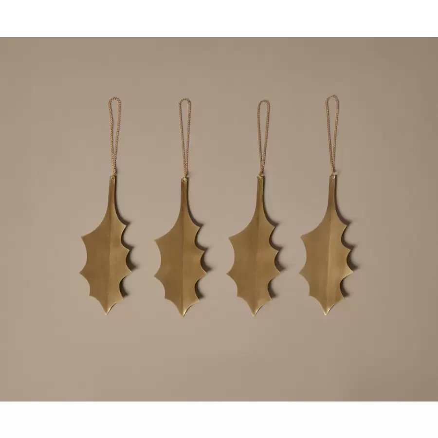 ferm LIVING - Holly Leaf Brass Ornaments - Set of 4 - Brass