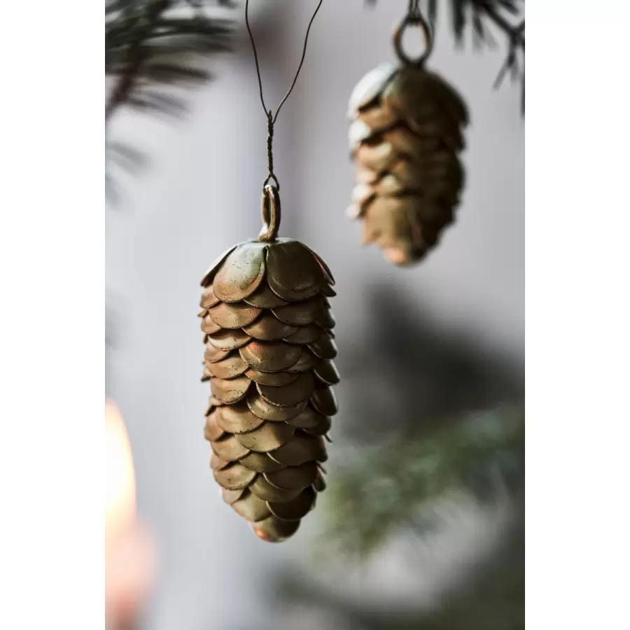 House Doctor - 2 Juleornamenter Cone, Guld