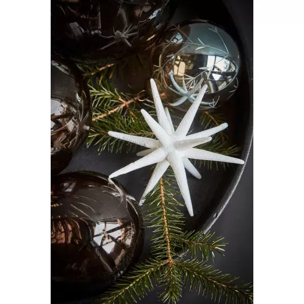 House Doctor - 4 Ornamenter stor, hvid glitter, Spike