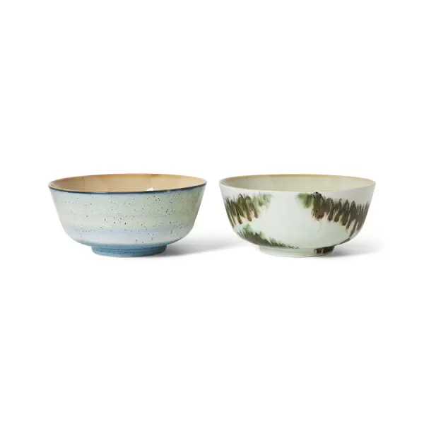 HK living -  70s ceramics: Ramen  skåle, minimalist  (sæt m 2)