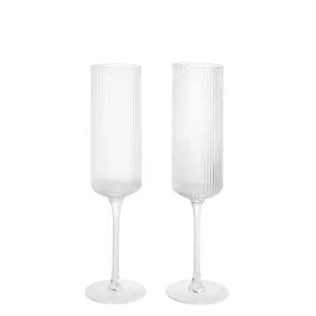 Ferm Living - 2 stk. Champagneglas Ripple, Klar