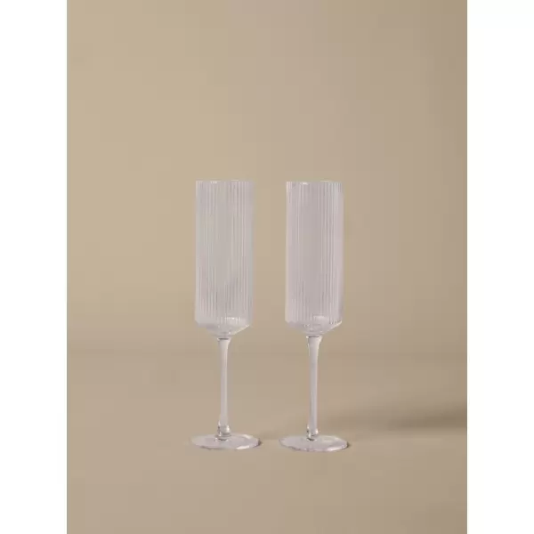 ferm LIVING - 2 stk. Champagneglas Ripple, Klar