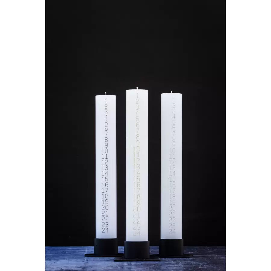 KunstIndustrien - Kalenderlys Monoline Ø:6*40 cm. - sort- eller guldtryk