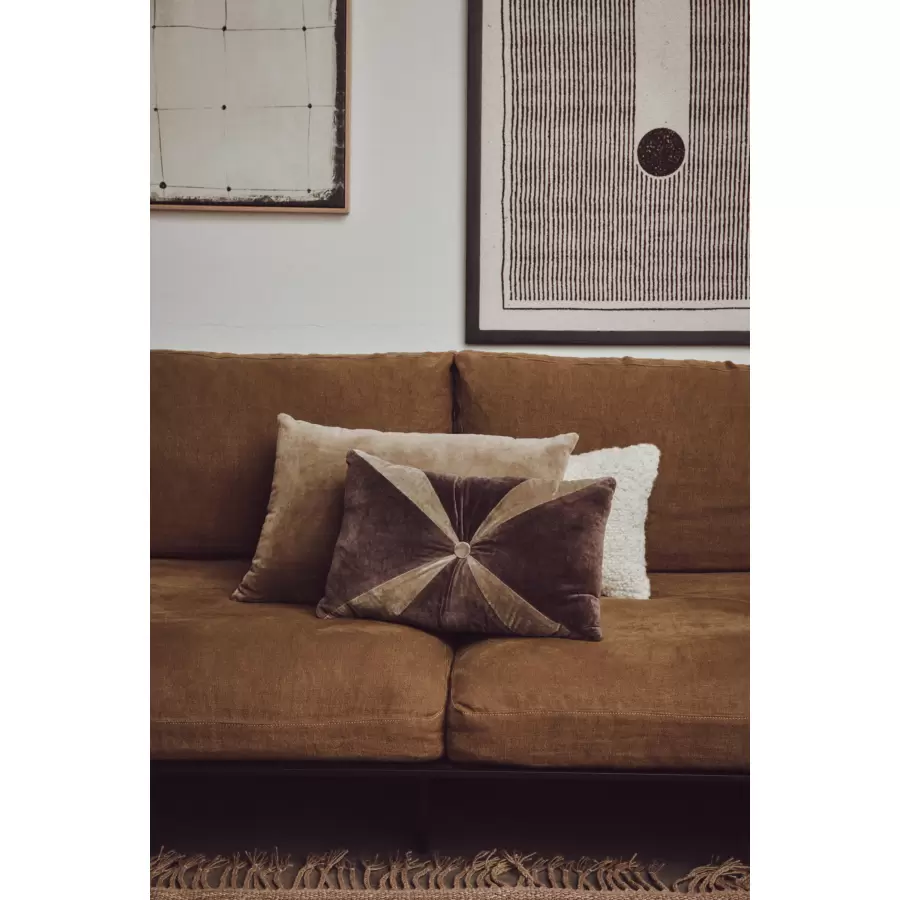 HK living -  Velvet, Brun velour pude  (50x30 cm)
