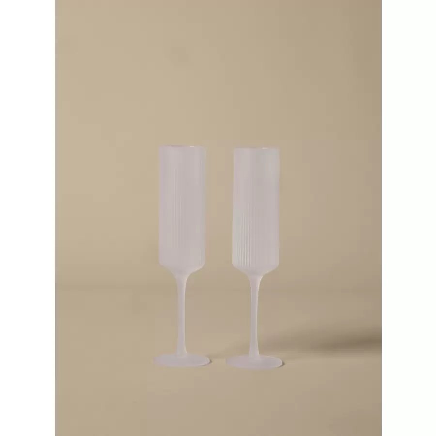 ferm LIVING - 2 Champagneglas Ripple, Frosted