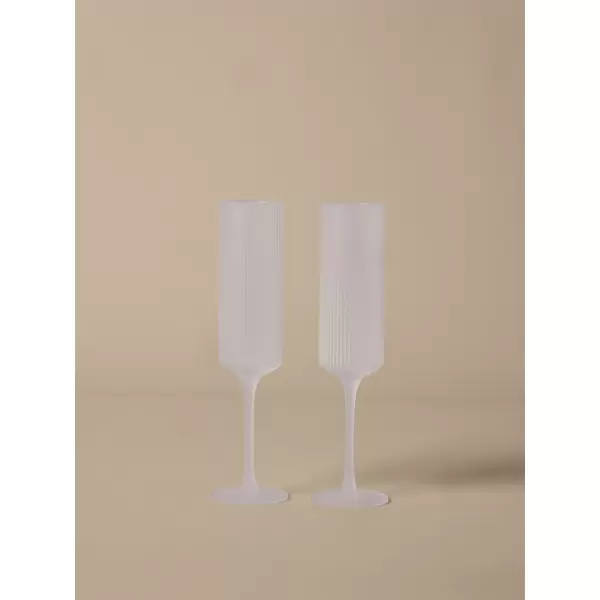 ferm LIVING - 2 stk. ripple champagneglas, Flutes -  Frosted