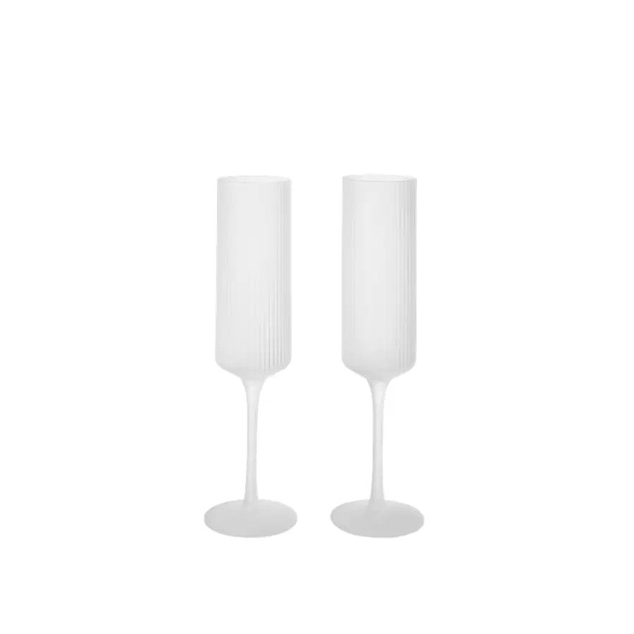 ferm LIVING - 2 Champagneglas Ripple, Frosted