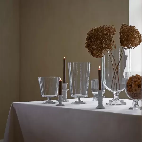 TineK Home -  Glasvase på kvadratisk fod, Klar Ø:18*30