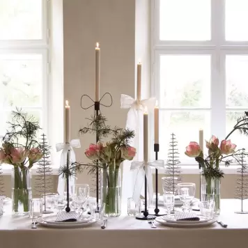 TineK Home - 5 m. Dekobånd, Cremefarvet Hør B: 8 cm. - DIY julesløjfe