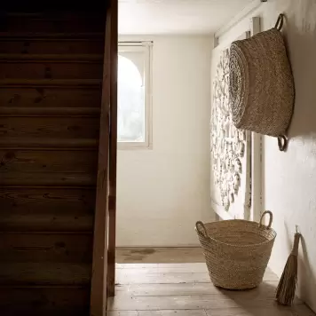 TineK Home -  Kurv Palmeblade m/hanke, Natur Ø:55*H:35